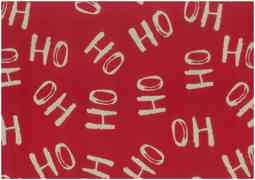 Christmas Linen Look Fabric 140cm - Ho Ho Ho - Red