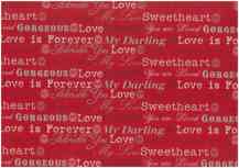 Christmas Linen Look Fabric 140cm - Text - Red